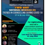 Department of Psychology Organized Two Days National Webinar on ‘Trends in Counselling during Covid-19”